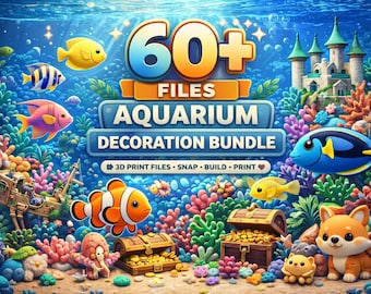 60+ Aquarium STL Files | 3D Printable Fish Tank Decorations | Coral, Fish & Ocean Bundle | 3D Print Aquarium Decor | Instant Download