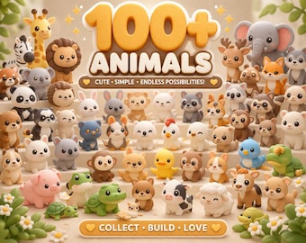 100+ Cute Mini Animals STL Bundle | 3D Printable Animal Figures | Kawaii Animals Pack | Toy Models | Instant Download STL Files