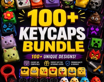 100+ Keycaps STL Bundle – Cherry MX Keycaps – Custom Keyboard Keycaps – Artisan Keycaps STL Files – Mechanical Keyboard Bundle – 3D Print
