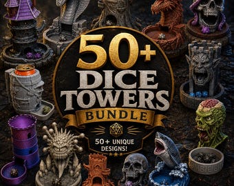 Dice Tower stl Bundle – 50+ Dice Towers – D&D Dice Tower STL Files – RPG Accessories – TTRPG Dice Towers – Fantasy Dice Tower Bundle