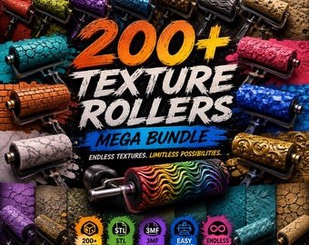 200+ Texture Roller STL Bundle – Clay Texture Rollers – Pottery Texture Tools – Polymer Clay Rollers – STL & 3MF Files – Mega Bundle