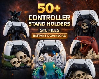 50+ Controller Stand STL Bundle – Gaming Controller Holder STL Files – PS5 Controller Stand – Gamer Desk Accessories – 3D Print Bundle