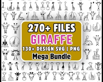 キリンSVGバンドル、270以上のかわいいキリンSVG PNGファイル、赤ちゃんキリンSVG、面白いキリンのクリップアート、サファリ動物SVG、Cricutカットファイル、Silhouette