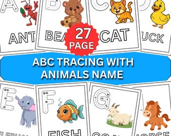 アルファベット文字の印刷可能なワークシート AからZまでの文字の音 書き方を学ぶ 幼稚園 保育園 ホームスクール 動物の名前