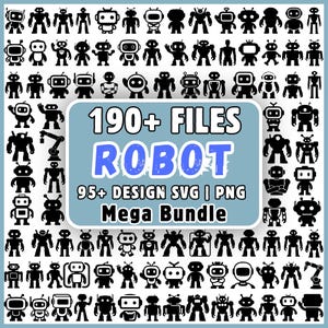 Robot SVG Bundle, 190+ Files, Cute Robot PNG Cricut, Kawaii Robot Svg, Robot Birthday Clipart, STEM Robot Png, Sci-Fi Svg, Digital Download,