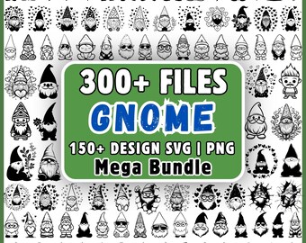 ノームSVGバンドル300ファイル、かわいいノームクリップアートPNG、Cricut用ガーデンノームSVGデザイン、ホリデーベクターメガバンドル、デジタルダウンロード
