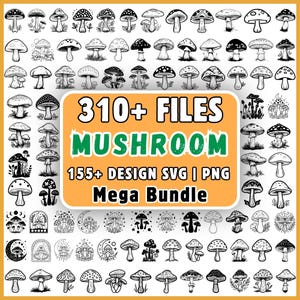 Mushroom SVG Bundle 310 Files Cottagecore Clipart PNG Cricut Celestial Mushroom Witchy Boho Sticker Shirt Instant Download, Mashroom png svg