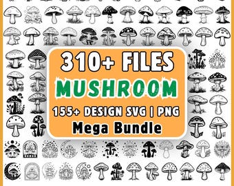 Mushroom SVG Bundle 310 Files Cottagecore Clipart PNG Cricut Celestial Mushroom Witchy Boho Sticker Shirt Instant Download, Mashroom png svg