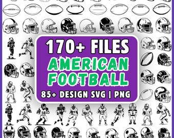 フットボールSVGバンドル、170以上のファイル、アメリカンフットボールSVG PNG、フットボールヘルメットSVG、フットボール選手SVG、ゲームSVG、Cricut Silhouetteダウンロード