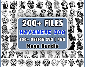 ハバニーズ犬SVGバンドル子犬PNGペットクリップアートクリカット昇華犬ママ犬種ポートレートシルエットベクターデジタルダウンロードメガファイル