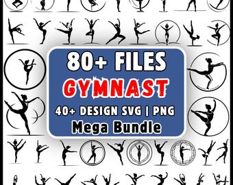 Turnster SVG-bundel 80 bestanden Turnen Clipart PNG Cricut meisje Turner silhouet sportshirt Tumbling Dance Instant Download,