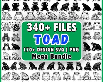 Paquete de archivos SVG de sapo 340 archivos Clipart de rana PNG Cricut Regalo para amantes de los sapos Cottagecore Pegatina de mandala de animales Camiseta Descarga instantánea,