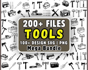 Tools SVG-bundel 200 bestanden hamer bijl kettingzaag gereedschapskist clipart PNG Cricut klusjesman vader cadeau monteur shirt direct downloaden,