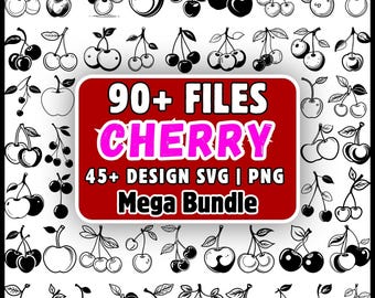 Cherry SVG Bundle, 90+Cherry svg png Files, Fruit svg, Cherry Clipart, Coquette Cherry SVG, Cricut Cut Files, Silhouette, Cherry Blossom SVG