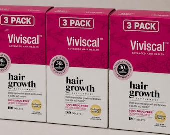 New Box 3 PACK Viviscal Hair Growth Supplements Women Thicker Fuller Hair Nourishes Thinning Proprietary Collagen Complex 180 Tablet PER BOX
