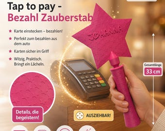 Bacchetta magica per pagare con un semplice tocco | Bacchetta per pagare con un semplice tocco | Porta carte NFC | Regalo per pagamenti contactless | Stampato in 3D in PLA