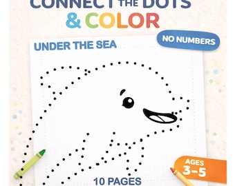 Under the Sea Dot to Dot Coloring Pages – No Numbers Ocean Animals Activity (Digital Download)