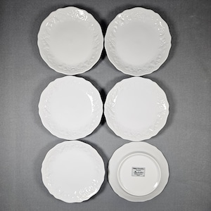 Philippe Deshoulières Lourioux France White Porcelain Bread Plates Set of 6