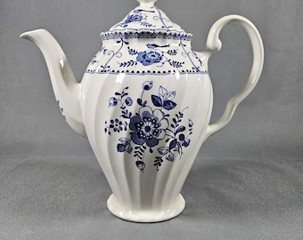 Johnson Brothers Indies Blue Floral Ironstone Tea Coffee Pot England