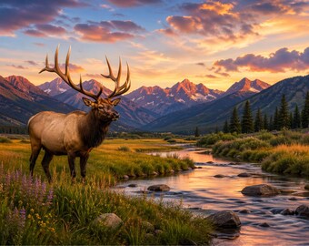 Alces al amanecer en Mountain Valley