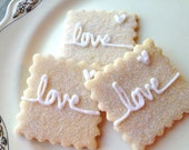 Love Sparkling Sugar Cookies Wedding Favor Iced Wedding Cookies Personalized Dessert Table Cookies Pastries