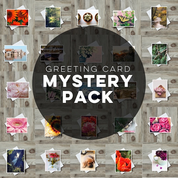 Mystery Pack of Cards, Surprise Bag of 3 Cards, Seconds Sale Greeting Cards, Mix and Match, Grab Bags, Box Set of 5 Cards, Made in Canada