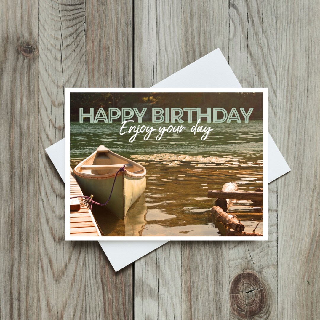 Canoe Birthday Card Enjoy Your Day Greeting Blank Inside Etsy