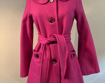Pink wool blend Anthropologie style tailored winter coat. Size Small
