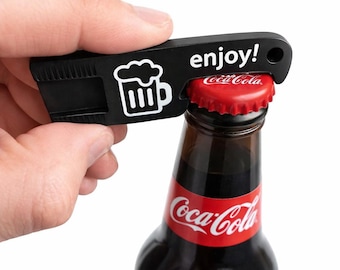 2-in-1 Bottle & Can Opener Keychain – Pocket Size Beer Opener, Soda Tab Lifter Tool, EDC Keyring, 3D Printed Gift for Men, Camping, Travel