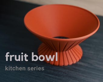 Modern Pedestal Fruit Bowl, Minimalist Kitchen Countertop Organizer, 3D Printed