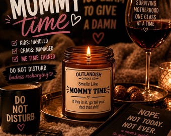 Mommy Time Candle | Funny Mom Humor Gift | Soy Wax, Amber Jar
