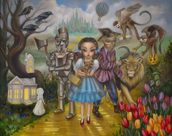 The Path To Oz LIMITED Edition signed numbered Simona Candini, pop surreal gothic art lowbrow Wizard Dorothy Lion Tin Man Elphaba
