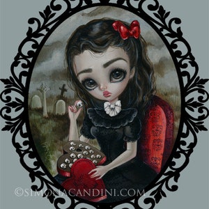 Sweet And Sour Kisses Simona Candini SIGNED PRINT  Fairytale Fairy Fantasy Big Eyes Pop Surreal Lowbrow Art Gothic Horse Dark Angel