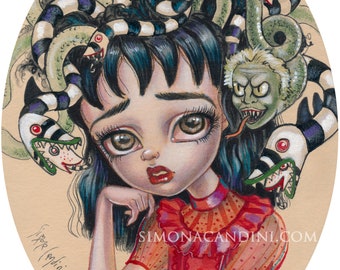 Lydia Strange Dream LIMITED EDITION print signed numbered Simona Candini lowbrow pop surreal big eyes Beetlejuice Halloween Gothic Lowbrow