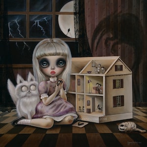 Come Play With Me SIGNED PRINT Frankenweenie Fairy Fantasy Big Eyes Pop Surreal Lowbrow Art Gothic Strange girl