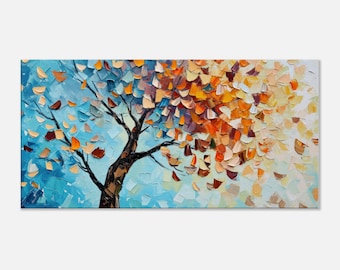 Tree with Falling Leaves Canvas