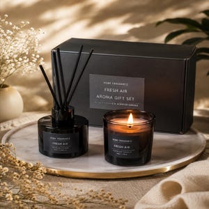 Luxury Scented Candle & Reed Diffuser Gift Set, Home Fragrance Gift Box, Aromatherapy Spa