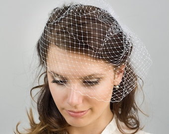 Ivory birdcage veil, bridal blusher veil, millinery wedding birdcage, birdcage blusher veil