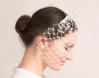 Modern birdcage veil, contemporary wedding veil, honeycomb birdcage veil