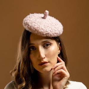 Millinery Beret Style Hat, Boiled Wool Beret, Millinery Lilac Hat, Ladies Winter Hat