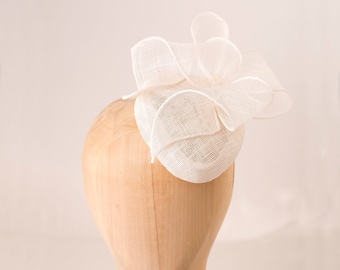 Vintage inspired Bridal Hat with Swirl Trimming, Millinery headpiece