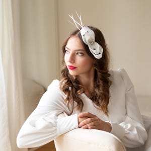 Elegant wedding headpiece with rhinestone center, READY TO SHIP women fascinator for wedding guests in custom colours