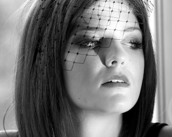 Black French Birdcage Veil: Vintage Chic Party or Funeral Hair Accessory