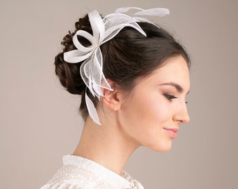 Bruidsbladeren fascinator met veren, bruiloft romantisch hoofddeksel, vrouwelijk, romantisch bruidshoofddeksel