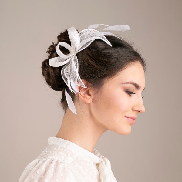Bridal leaves fascinator with feathers, wedding romantic headpiece, feminine, romantic bridal headpiece