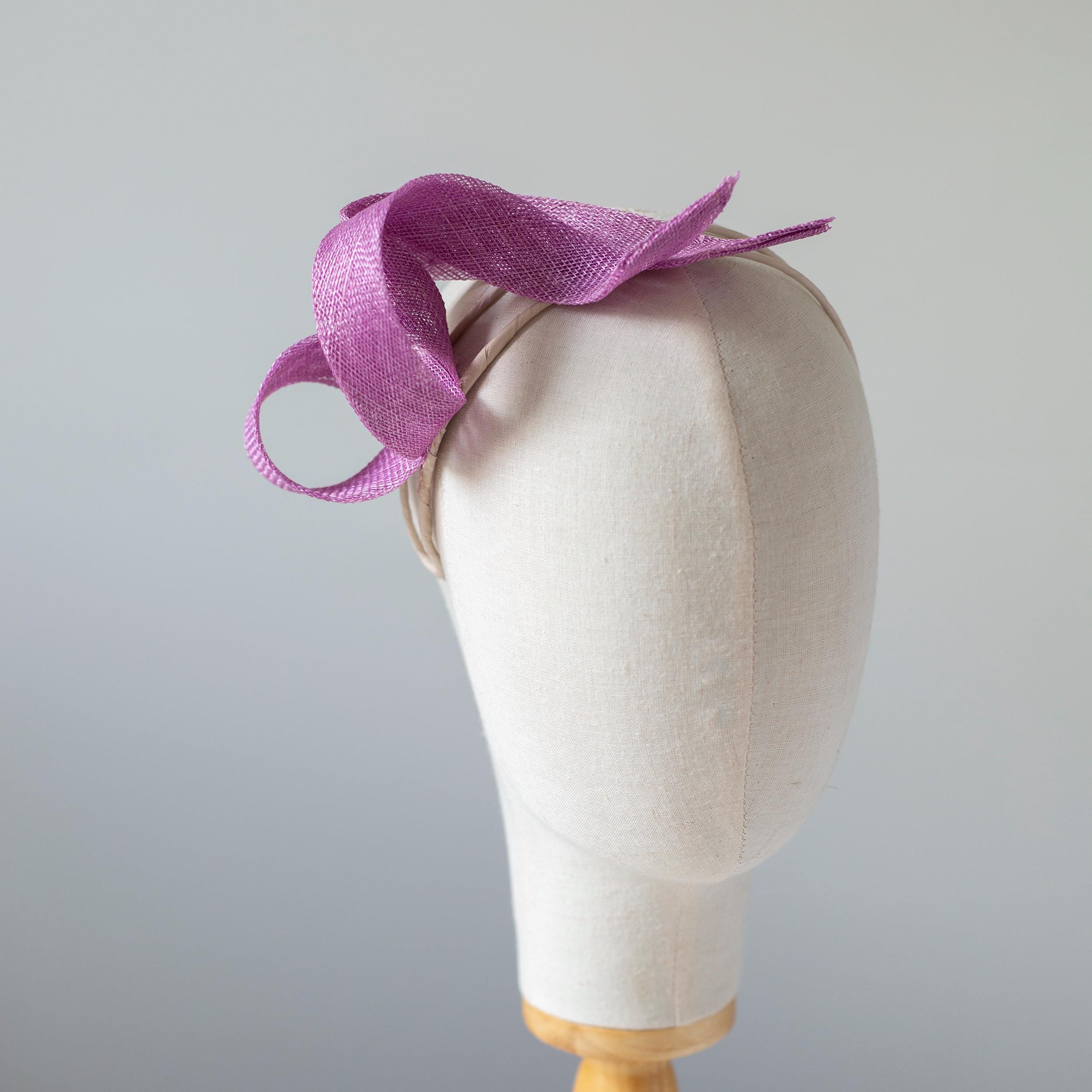 Lilac Swirl Fascinator on Double Headband – Sculptural Millinery Headpiece, Wedding Guest Fascinator, Statement Orchid Hair Accessory
