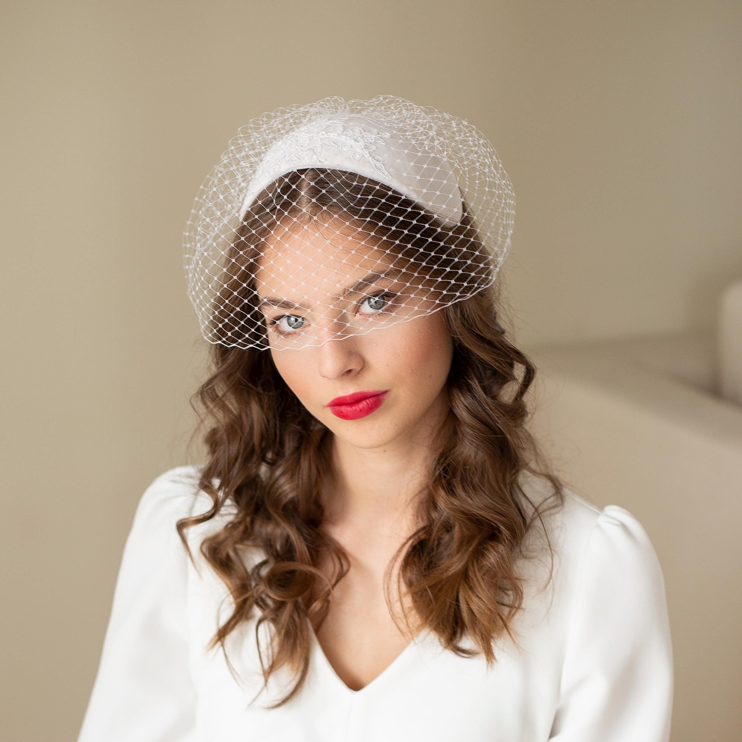Bridal Juliet Cap: Silk Velvet Wedding Hat With Beaded Lace