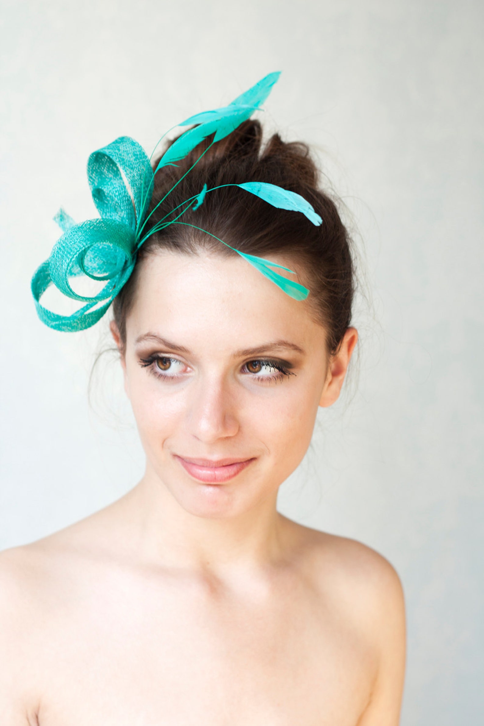 Jade Green Fascinator With Feathers Headpiece Feathers Etsy