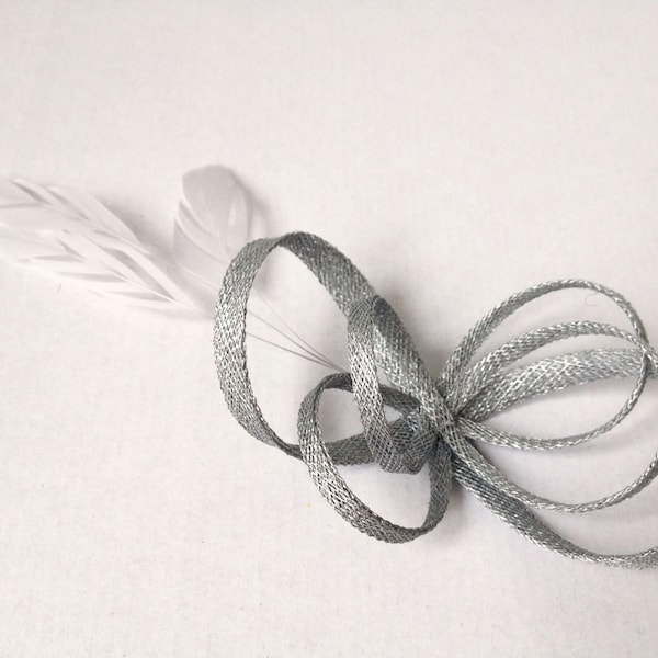 Sinamay fascinator with feathers, bridesmaids hairpiece, bridal headpiece, LBD accessory