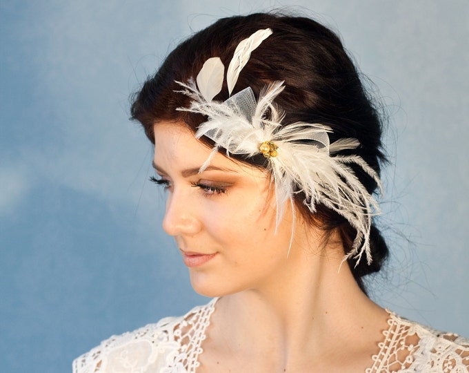 bridal feather headpiece